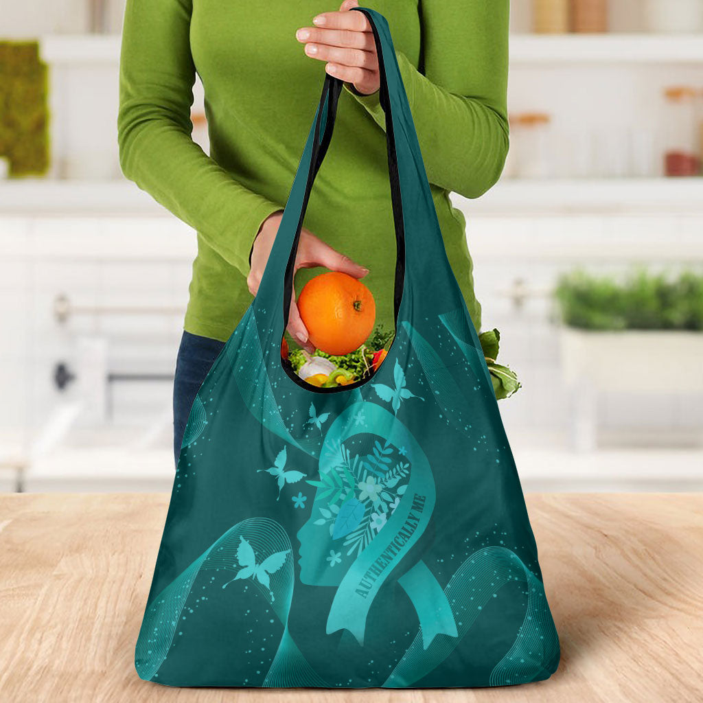 Australia Tourettes Awareness Grocery Bag Butterfly Ribbon Art