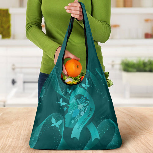 Australia Tourettes Awareness Grocery Bag Butterfly Ribbon Art