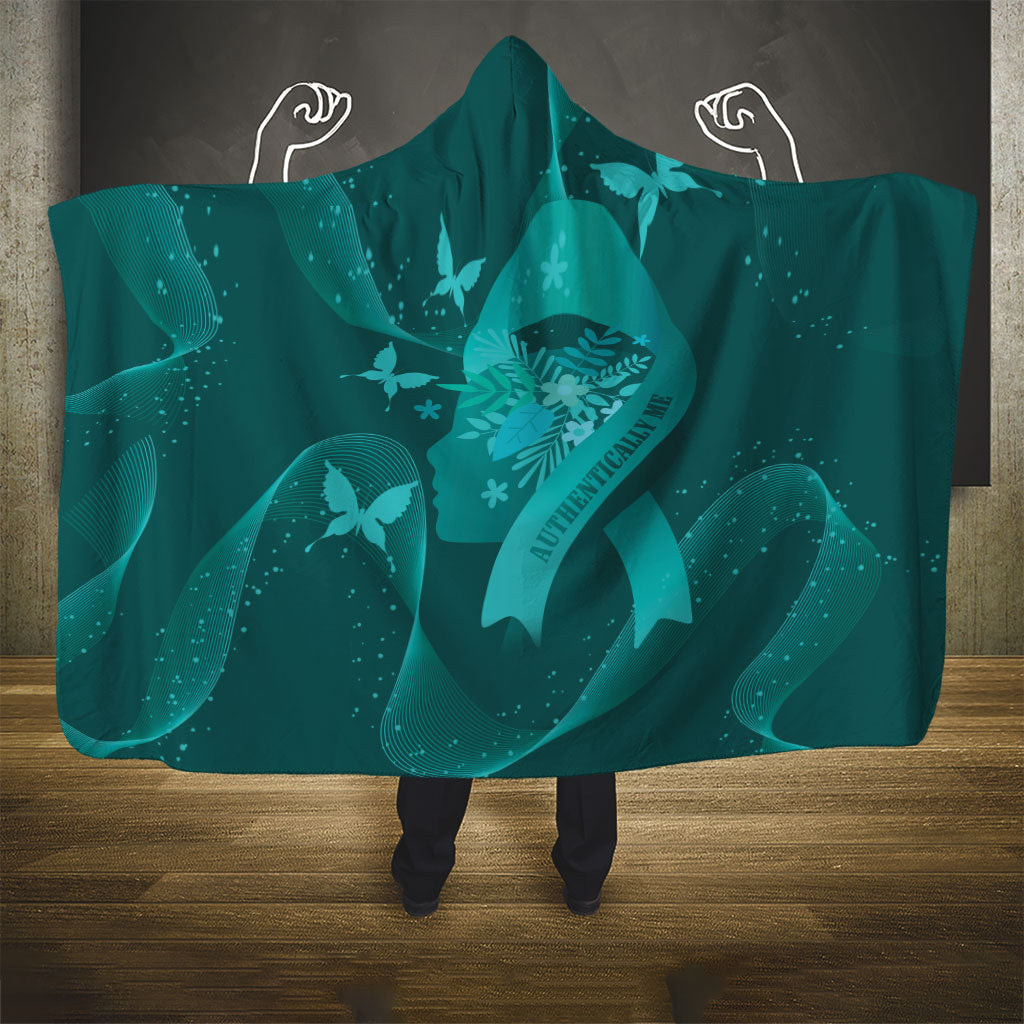 Australia Tourettes Awareness Hooded Blanket Butterfly Ribbon Art