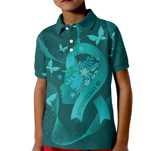 Australia Tourettes Awareness Personalised Kid Polo Shirt Butterfly Ribbon Art