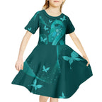 Australia Tourettes Awareness Personalised Kid Short Sleeve Dress Butterfly Ribbon Art