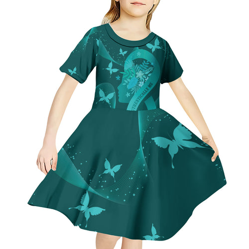 Australia Tourettes Awareness Personalised Kid Short Sleeve Dress Butterfly Ribbon Art