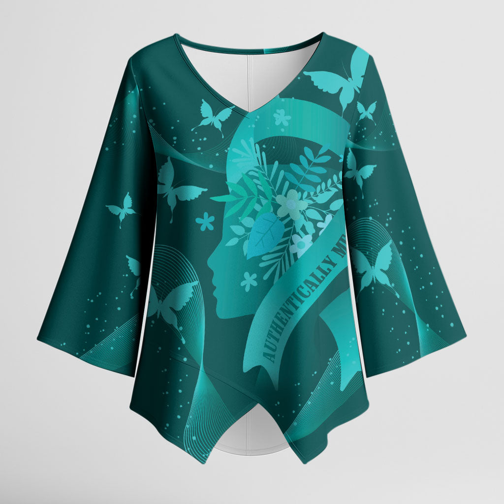 Australia Tourettes Awareness Personalised Kimono Sleeve Blouse Butterfly Ribbon Art