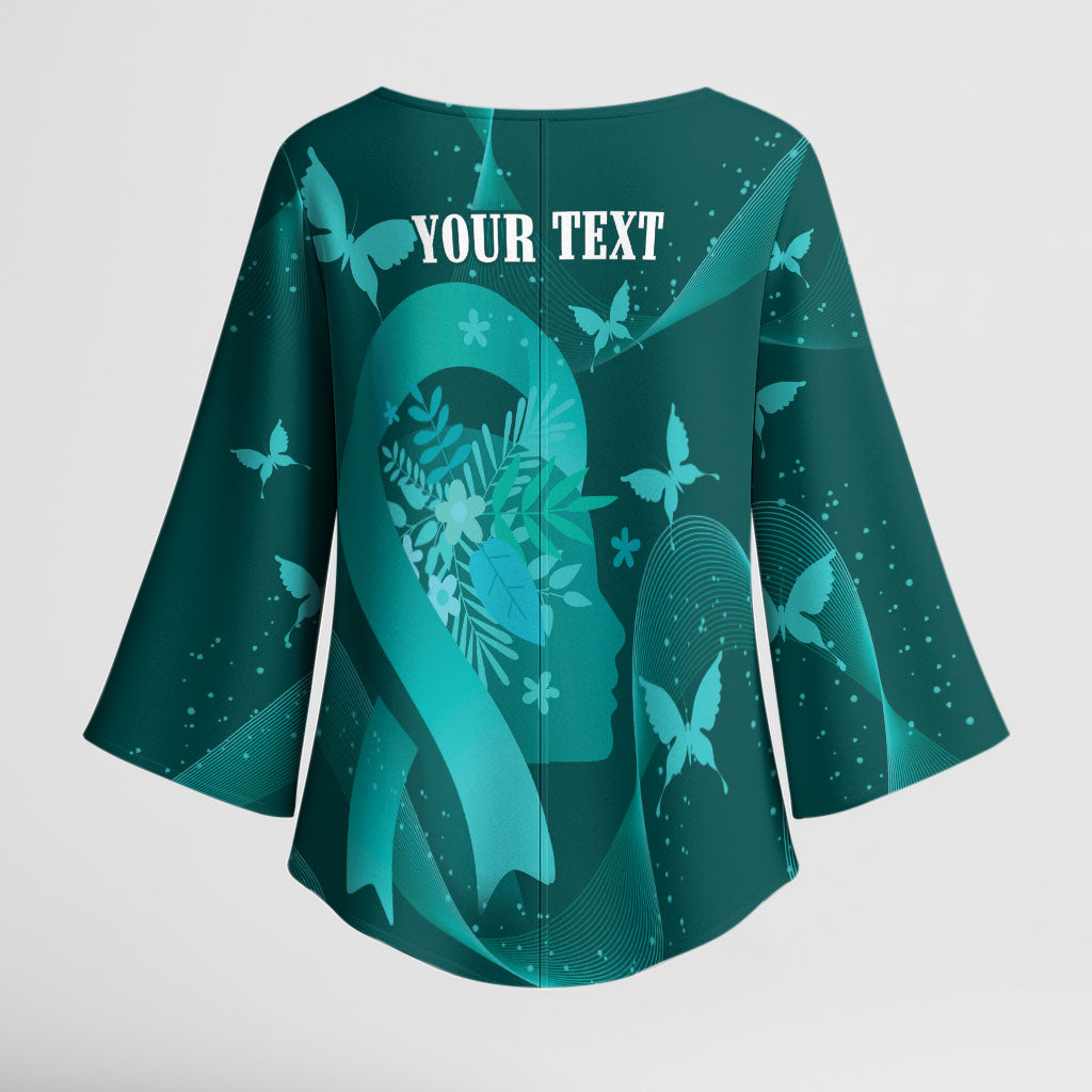 Australia Tourettes Awareness Personalised Kimono Sleeve Blouse Butterfly Ribbon Art