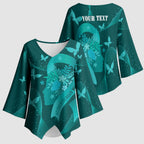 Australia Tourettes Awareness Personalised Kimono Sleeve Blouse Butterfly Ribbon Art