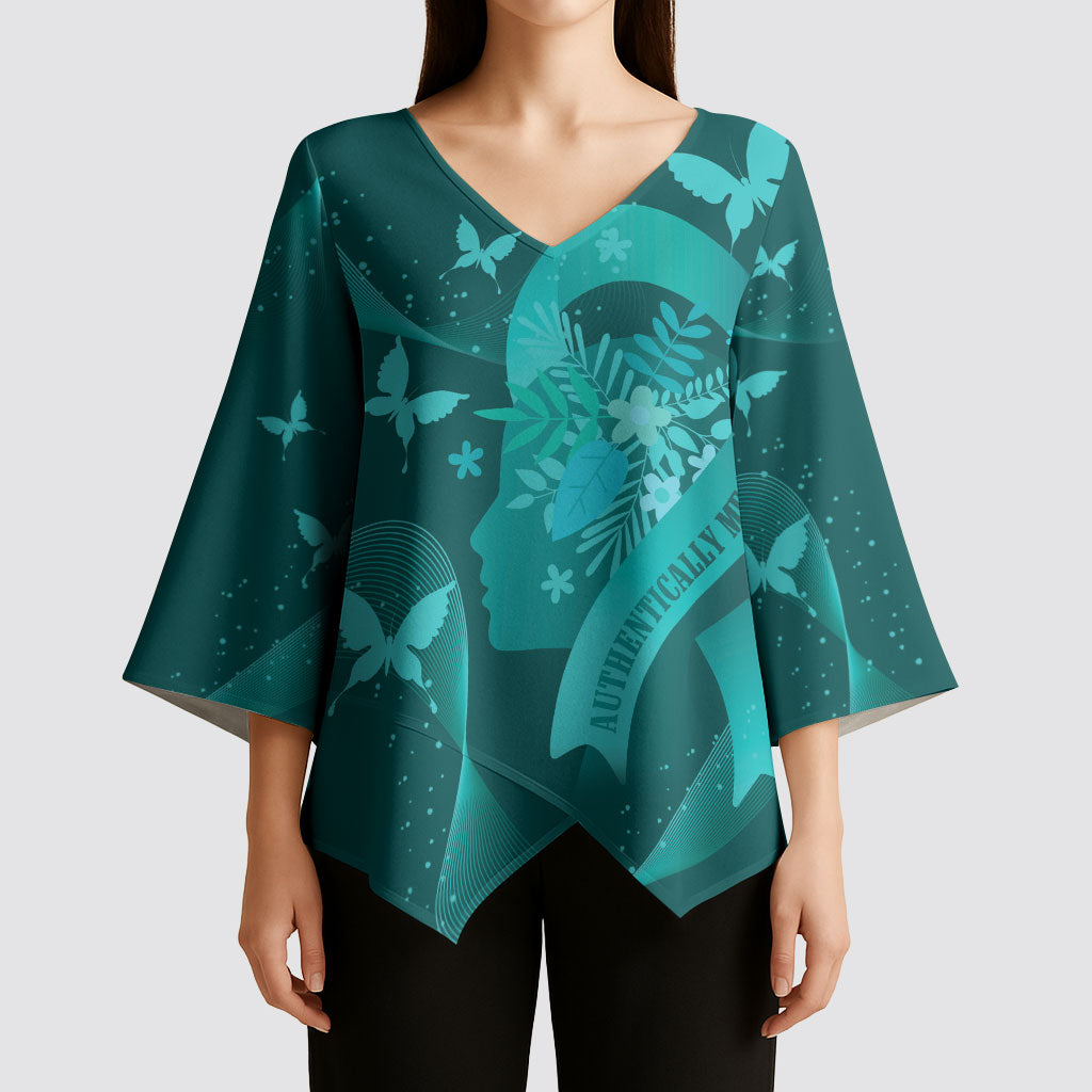 Australia Tourettes Awareness Personalised Kimono Sleeve Blouse Butterfly Ribbon Art