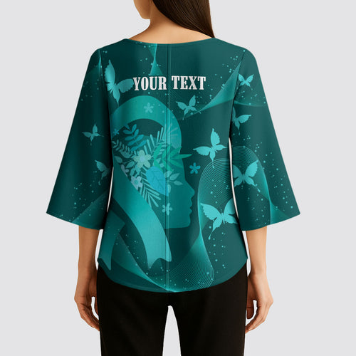 Australia Tourettes Awareness Personalised Kimono Sleeve Blouse Butterfly Ribbon Art