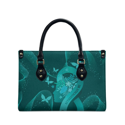 Australia Tourettes Awareness Leather Bag Butterfly Ribbon Art