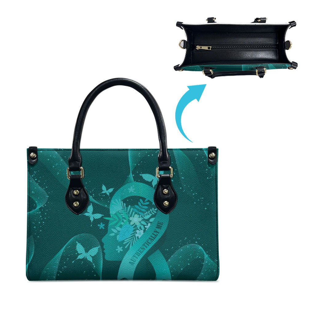 Australia Tourettes Awareness Leather Bag Butterfly Ribbon Art