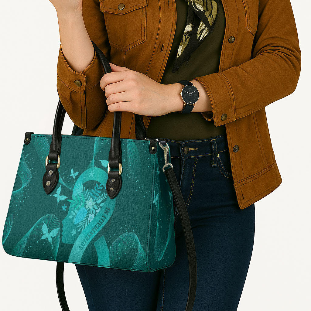 Australia Tourettes Awareness Leather Bag Butterfly Ribbon Art