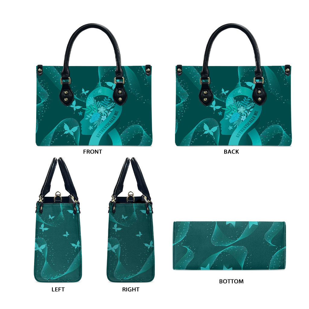 Australia Tourettes Awareness Leather Bag Butterfly Ribbon Art