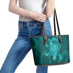Australia Tourettes Awareness Leather Tote Bag Butterfly Ribbon Art