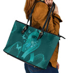 Australia Tourettes Awareness Leather Tote Bag Butterfly Ribbon Art