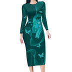 Australia Tourettes Awareness Personalised Long Sleeve Bodycon Dress Butterfly Ribbon Art