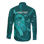 Australia Tourettes Awareness Personalised Long Sleeve Button Shirt Butterfly Ribbon Art