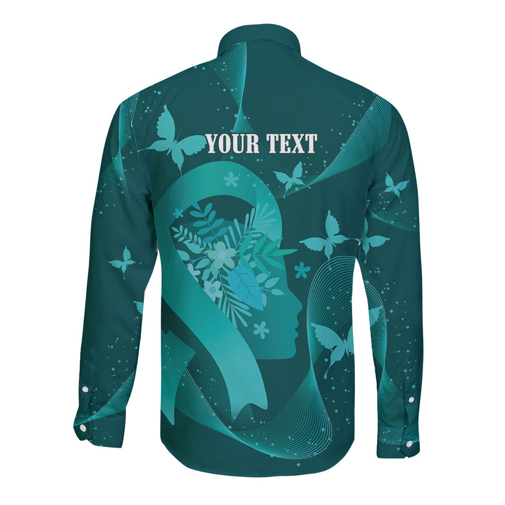 Australia Tourettes Awareness Personalised Long Sleeve Button Shirt Butterfly Ribbon Art