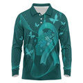 Australia Tourettes Awareness Personalised Long Sleeve Polo Shirt Butterfly Ribbon Art