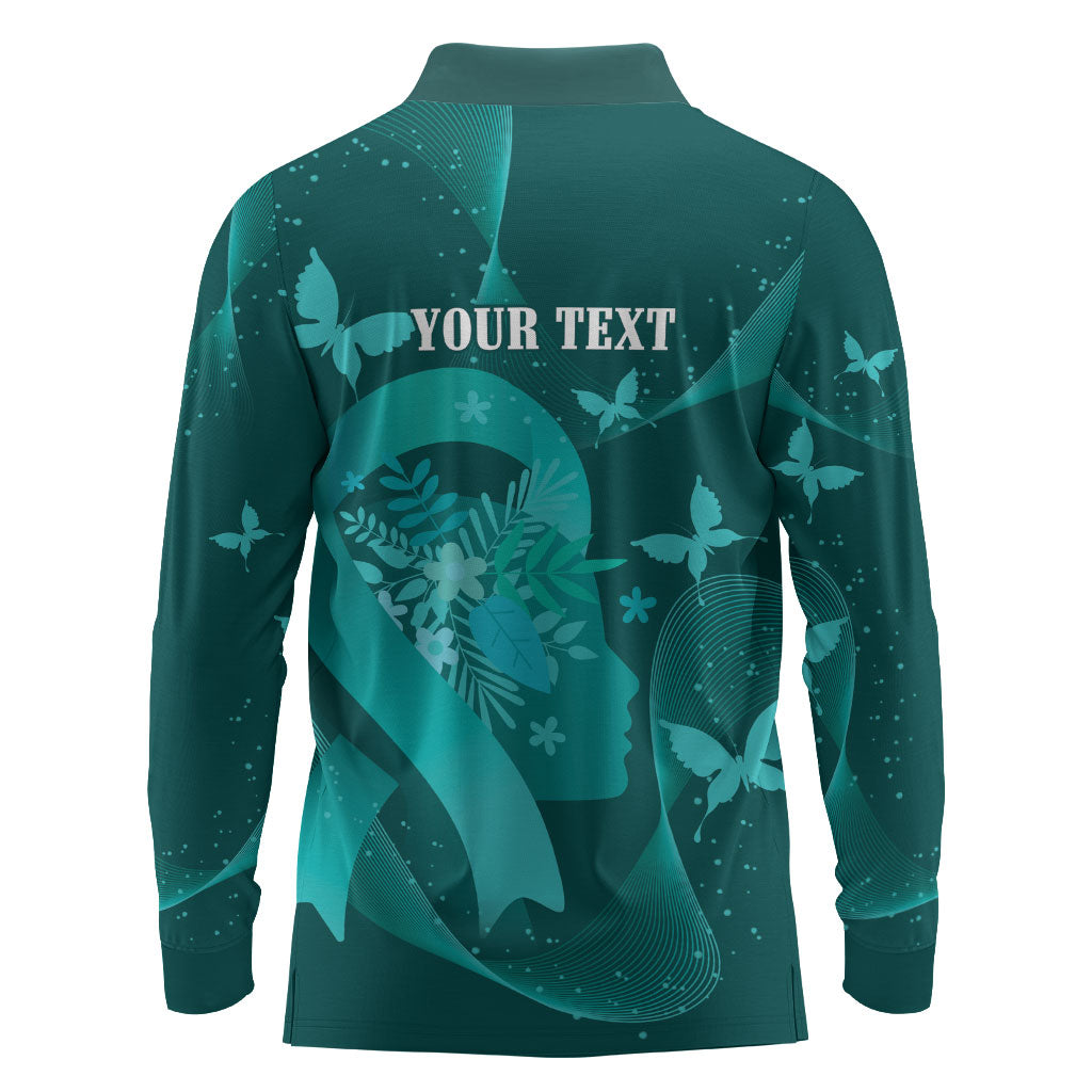 Australia Tourettes Awareness Personalised Long Sleeve Polo Shirt Butterfly Ribbon Art