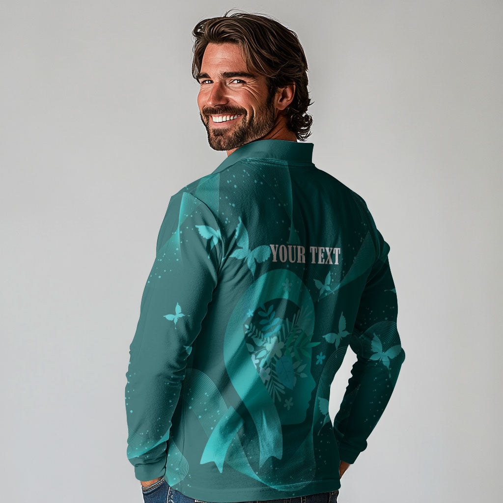 Australia Tourettes Awareness Personalised Long Sleeve Polo Shirt Butterfly Ribbon Art