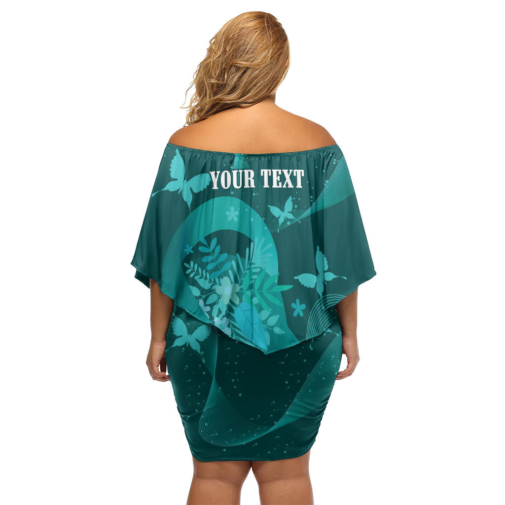 Australia Tourettes Awareness Personalised Off Shoulder Short Dress Butterfly Ribbon Art