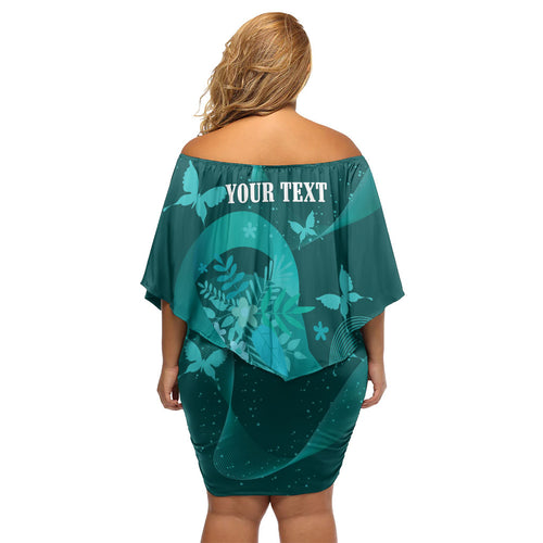 Australia Tourettes Awareness Personalised Off Shoulder Short Dress Butterfly Ribbon Art