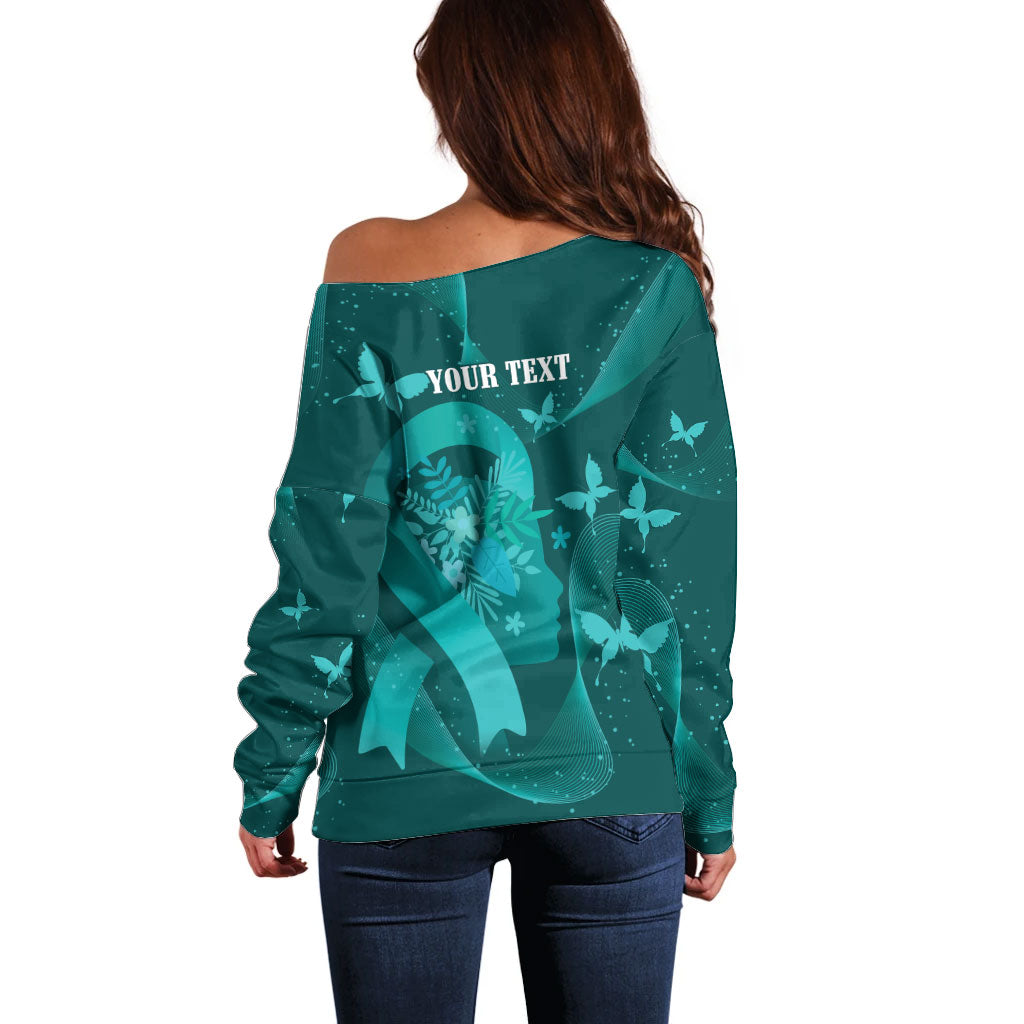 Australia Tourettes Awareness Personalised Off Shoulder Sweater Butterfly Ribbon Art
