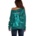 Australia Tourettes Awareness Personalised Off Shoulder Sweater Butterfly Ribbon Art