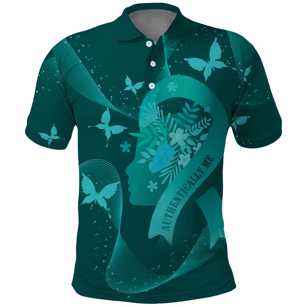 Australia Tourettes Awareness Personalised Polo Shirt Butterfly Ribbon Art