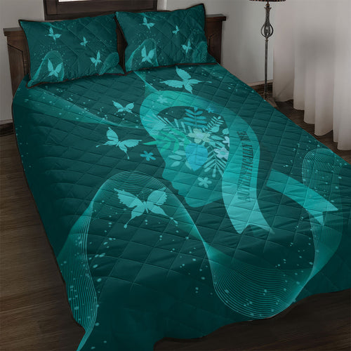 Australia Tourettes Awareness Quilt Bed Set Butterfly Ribbon Art