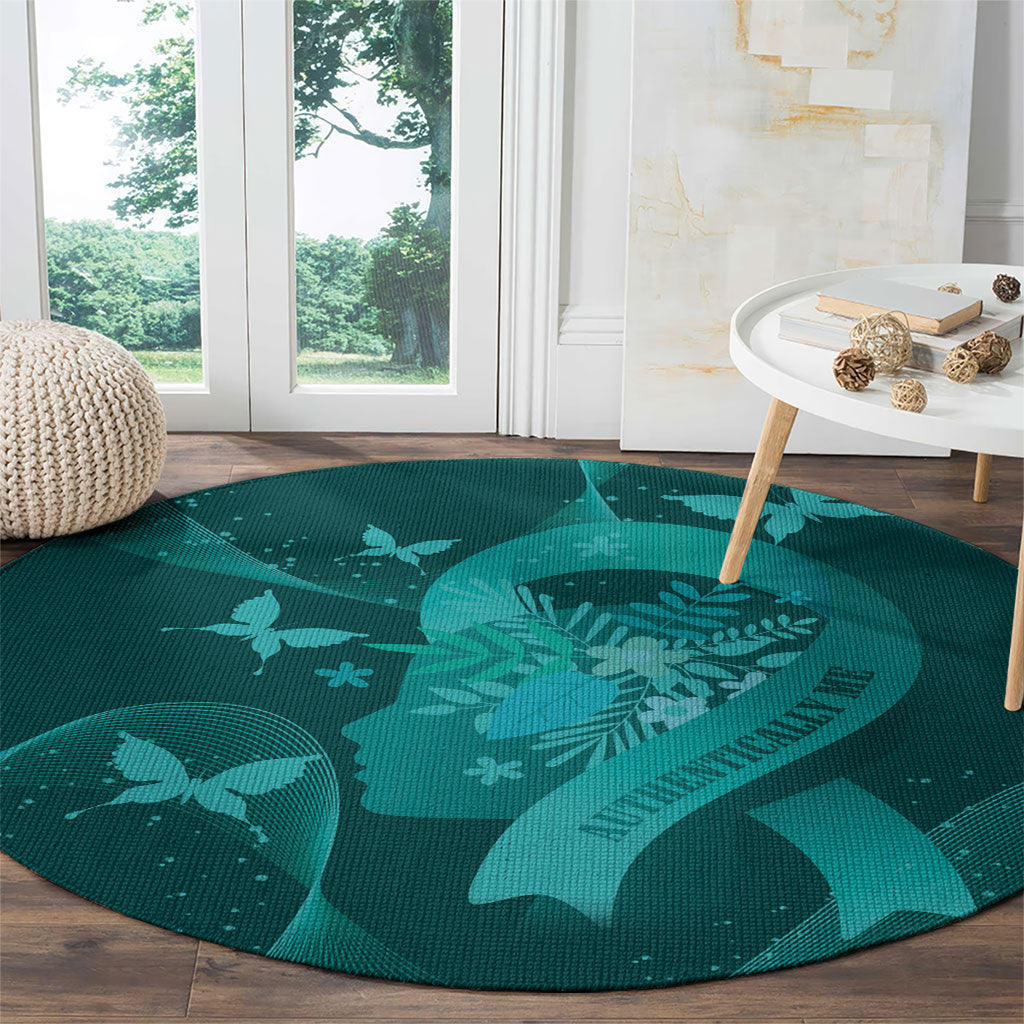 Australia Tourettes Awareness Round Carpet Butterfly Ribbon Art