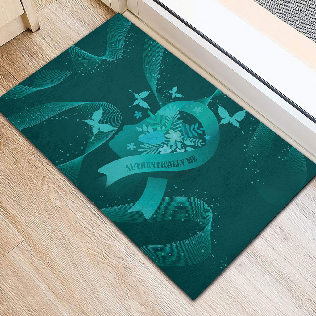 Australia Tourettes Awareness Rubber Doormat Butterfly Ribbon Art