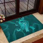 Australia Tourettes Awareness Rubber Doormat Butterfly Ribbon Art