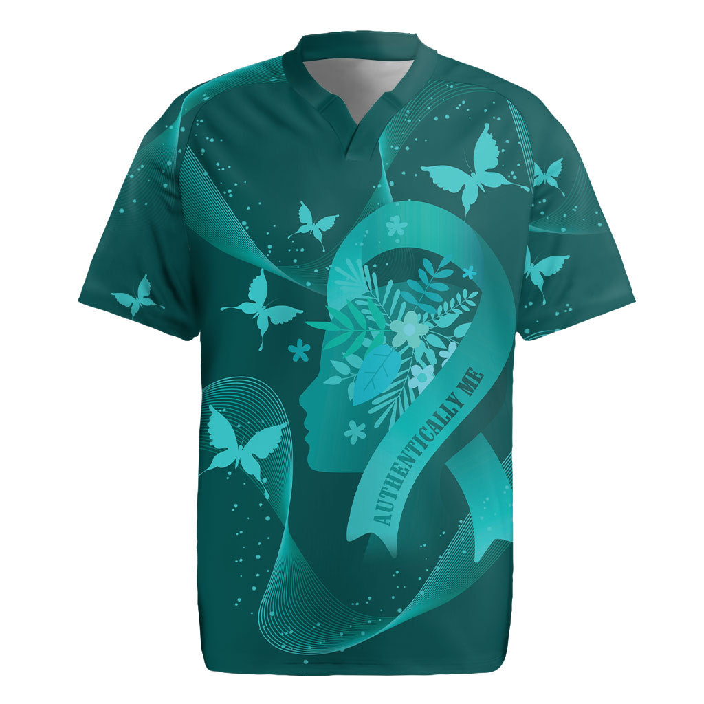 Australia Tourettes Awareness Personalised Rugby Jersey Butterfly Ribbon Art