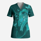 Australia Tourettes Awareness Personalised Scrub Top Butterfly Ribbon Art