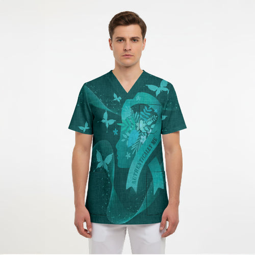 Australia Tourettes Awareness Personalised Scrub Top Butterfly Ribbon Art