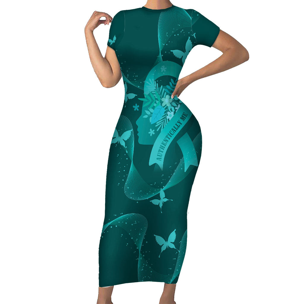 Australia Tourettes Awareness Personalised Short Sleeve Bodycon Dress Butterfly Ribbon Art