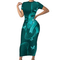 Australia Tourettes Awareness Personalised Short Sleeve Bodycon Dress Butterfly Ribbon Art