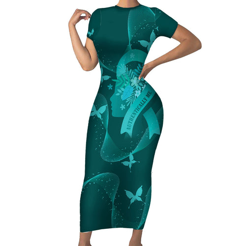 Australia Tourettes Awareness Personalised Short Sleeve Bodycon Dress Butterfly Ribbon Art
