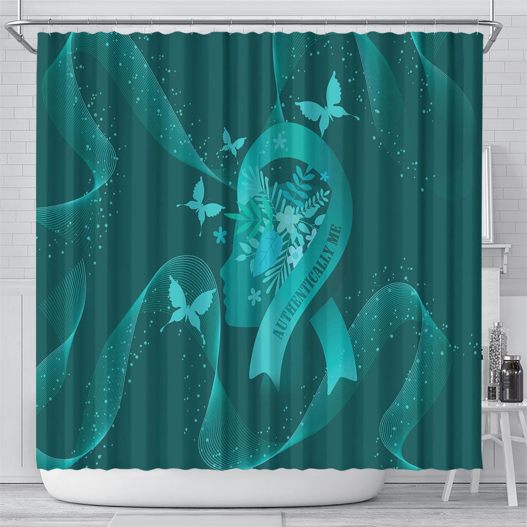 Australia Tourettes Awareness Shower Curtain Butterfly Ribbon Art