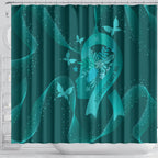 Australia Tourettes Awareness Shower Curtain Butterfly Ribbon Art