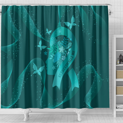 Australia Tourettes Awareness Shower Curtain Butterfly Ribbon Art