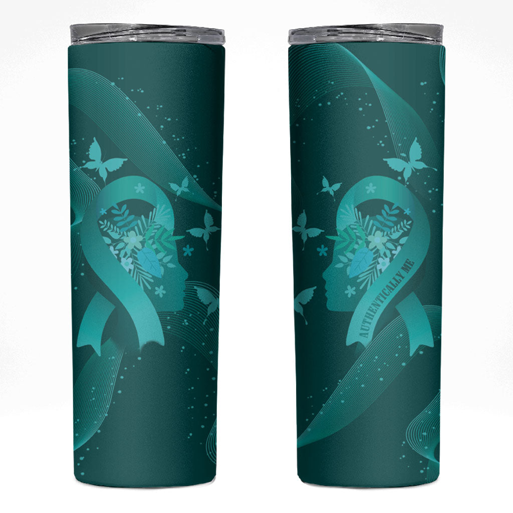 Australia Tourettes Awareness Personalised Skinny Tumbler Butterfly Ribbon Art