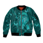 Australia Tourettes Awareness Personalised Sleeve Zip Bomber Jacket Butterfly Ribbon Art