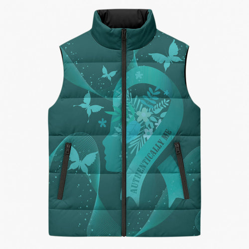 Australia Tourettes Awareness Personalised Sleeveless Puffer Jacket Butterfly Ribbon Art