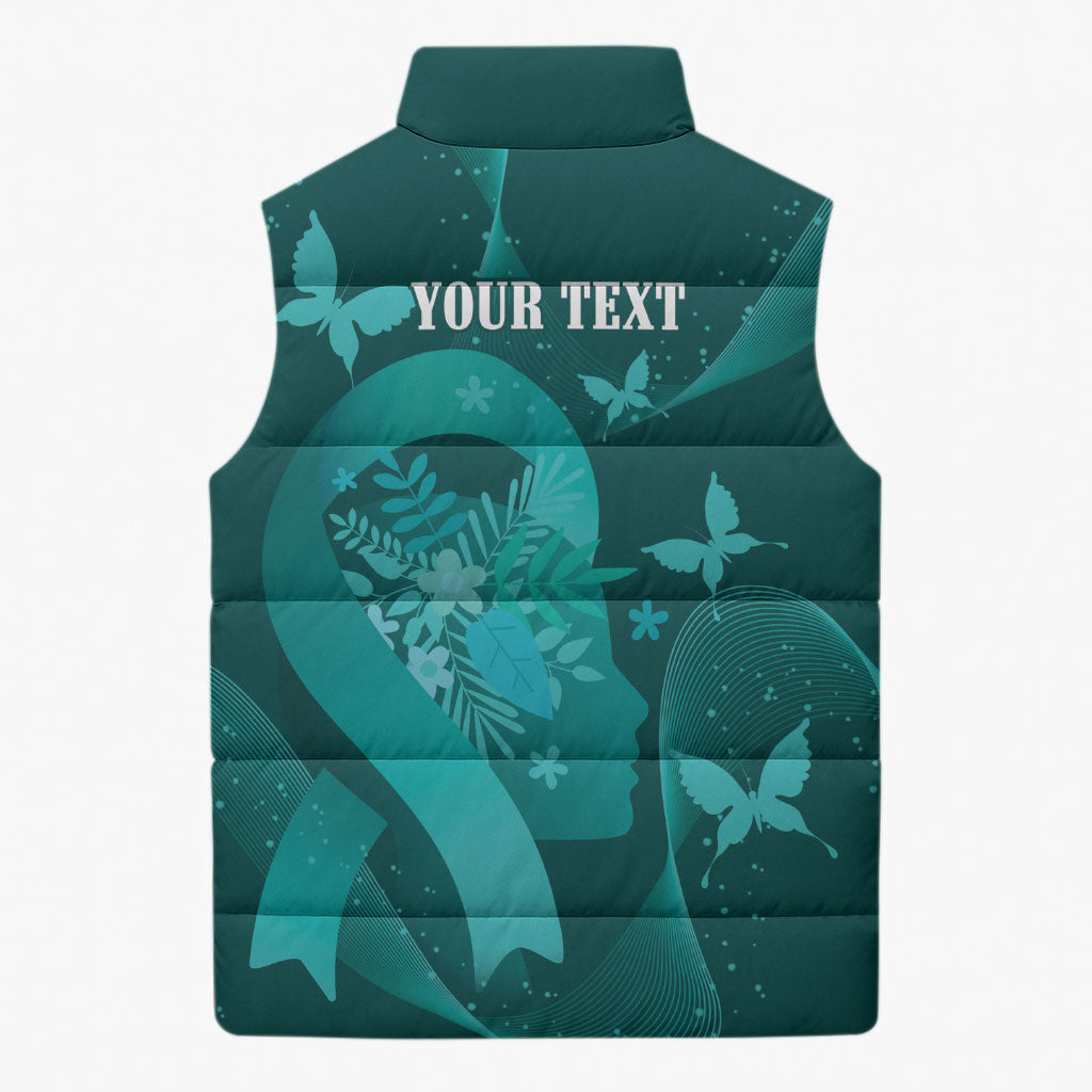 Australia Tourettes Awareness Personalised Sleeveless Puffer Jacket Butterfly Ribbon Art