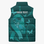 Australia Tourettes Awareness Personalised Sleeveless Puffer Jacket Butterfly Ribbon Art