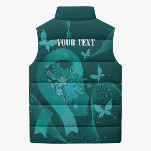Australia Tourettes Awareness Personalised Sleeveless Puffer Jacket Butterfly Ribbon Art