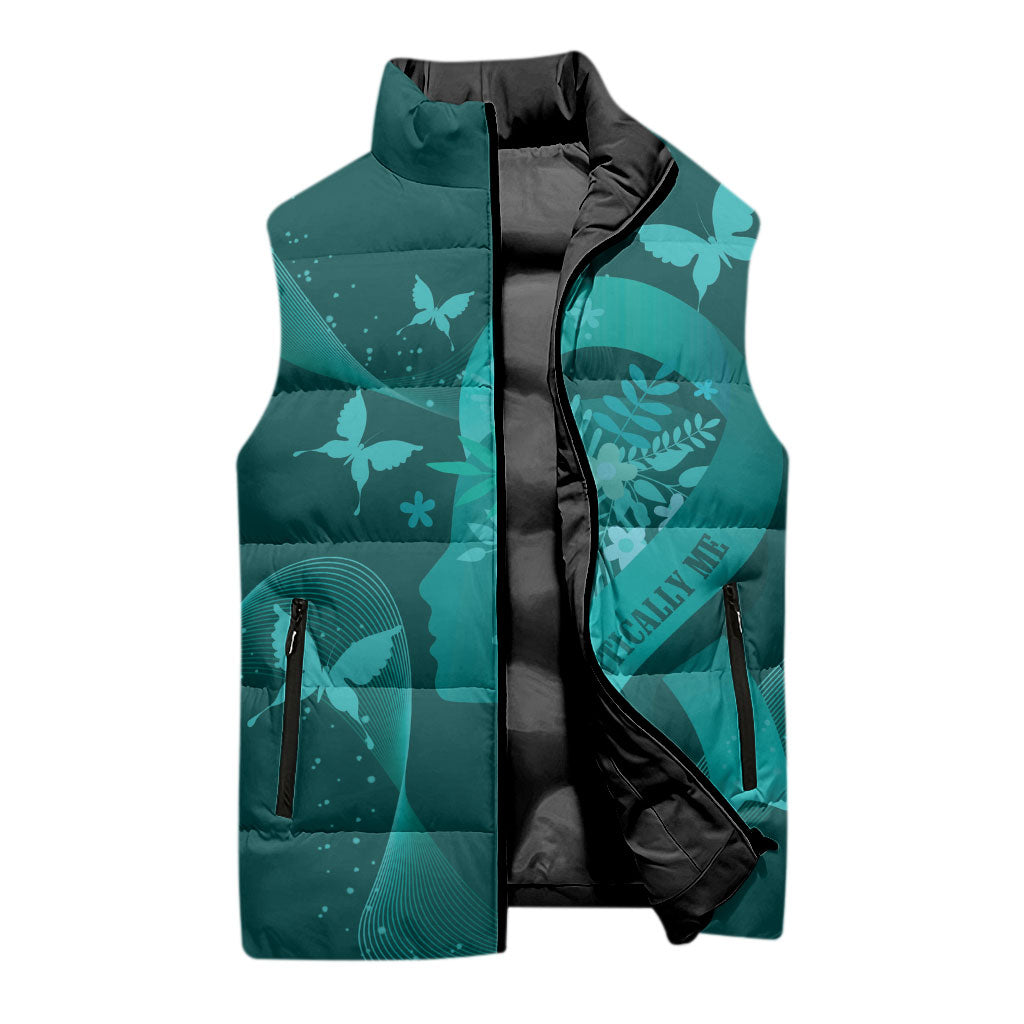Australia Tourettes Awareness Personalised Sleeveless Puffer Jacket Butterfly Ribbon Art