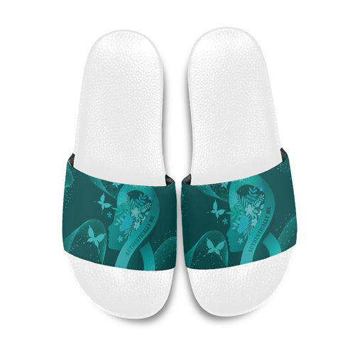 Australia Tourettes Awareness Slide Sandals Butterfly Ribbon Art