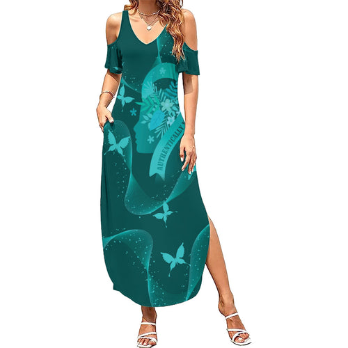 Australia Tourettes Awareness Personalised Summer Maxi Dress Butterfly Ribbon Art